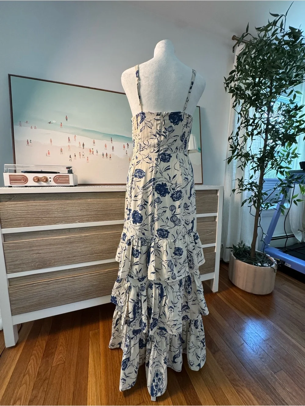 Abercrombie & Fitch Cream Maxi Dress with Blue Floral Print
